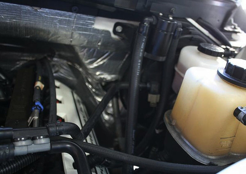 J&L 11-17 Ford F-150 5.0L / 11-14 Ford F-150 6.2L Driver Side Oil Separator 3.0- Black Anodized - Black Ops Auto Works
