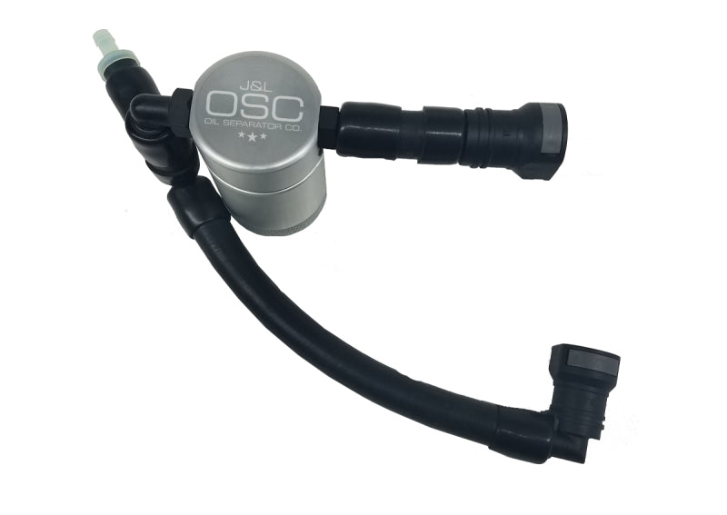 J&L 11-17 Ford Mustang GT (w/Roush/VMP S/C) Passenger Side Oil Separator 3.0 - Clear Anodized - Black Ops Auto Works