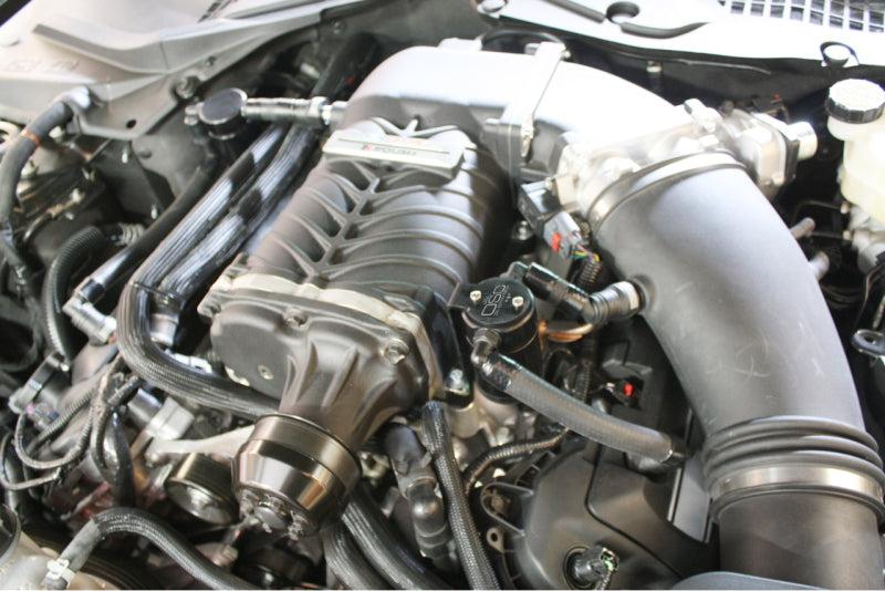 J&L 11-17 Ford Mustang GT (w/Roush/VMP Supercharger) Driver Side Oil Separator 3.0 - Black Anodized - Black Ops Auto Works