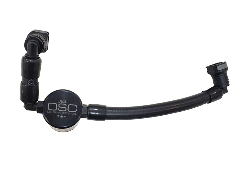 J&L 11-17 Ford Mustang V6 Passenger Side Oil Separator 3.0 V2 - Black Anodized - Black Ops Auto Works