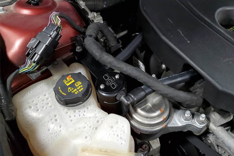 J&L 13-19 Ford Fusion 1.5L EcoBoost Oil Separator 3.0 Passenger Side - Black Anodized - Black Ops Auto Works