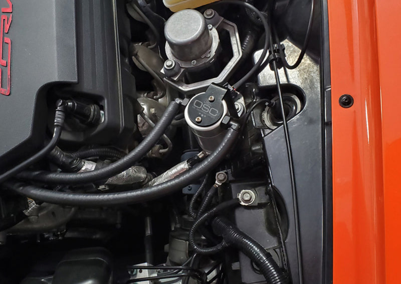 J&L 14-19 Chevrolet Corvette LT1 6.2L Driver Side Oil Separator 3.0 - Clear Anodized - Black Ops Auto Works