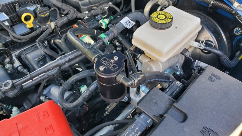 J&L 2021.5-2022 Ford Bronco 2.3L EcoBoost Oil Separator 3.0 Passenger Side - Black Anodized - Black Ops Auto Works