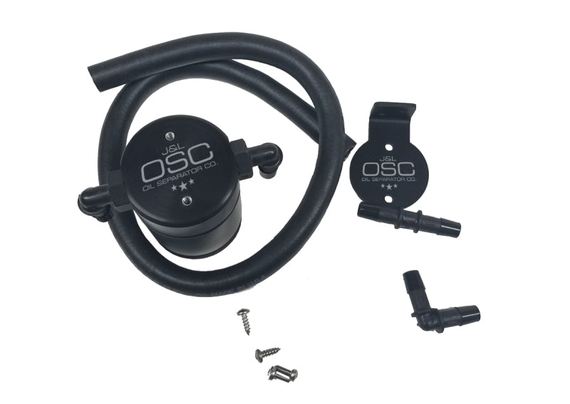 J&L 96-98 Ford Mustang SVT Cobra Driver Side Oil Separator 3.0 - Black Anodized - Black Ops Auto Works
