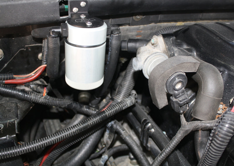 J&L 99-04 Ford Lightning Passenger Side Oil Separator 3.0 - Clear Anodized - Black Ops Auto Works