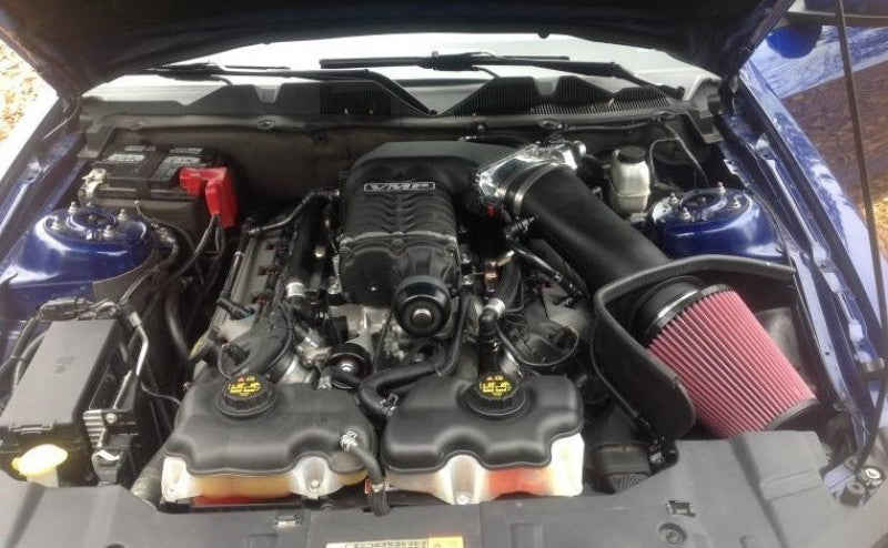 JLT 11-14 Ford Mustang GT (w/Roush/Whipple S/C) Black Textured Big Air Intake w/Red Filter -Tune Req - Black Ops Auto Works