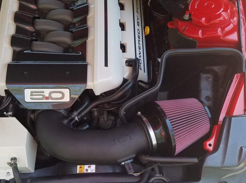 JLT 15-17 Ford Mustang GT Black Textured Cold Air Intake Kit w/Red Filter - Tune Req - Black Ops Auto Works