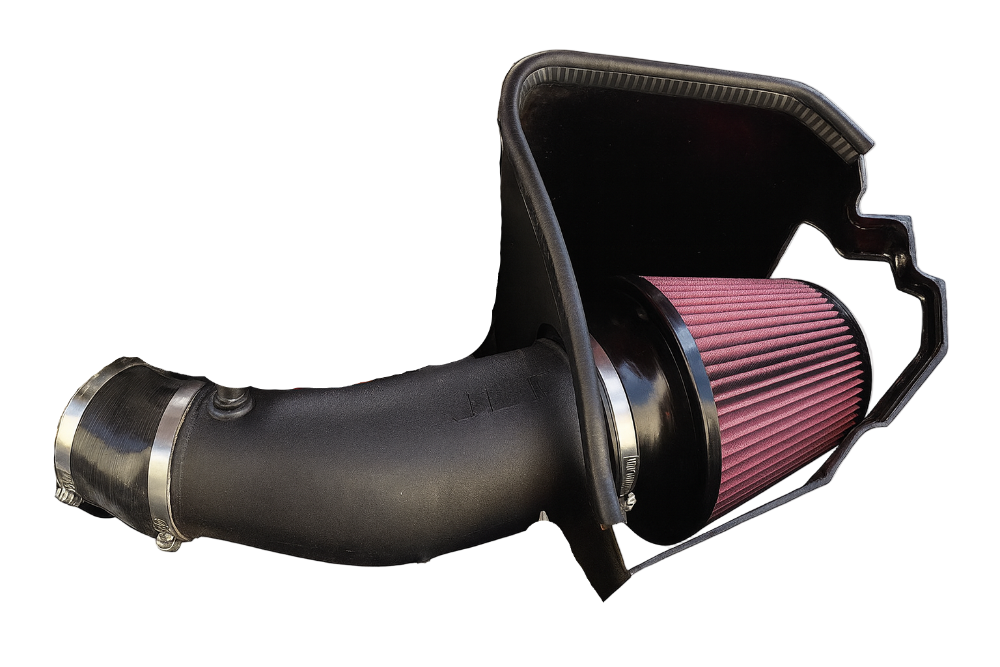 JLT CAI-TH-18 black textured cold air intake with red filter for Jeep Trackhawk full system