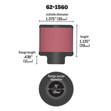 Load image into Gallery viewer, K&amp;N 0.75 inch ID 1.375 inch OD 1.125 inch H Clamp On Crankcase Vent Filter - K&amp;N Engineering KNN62-1560