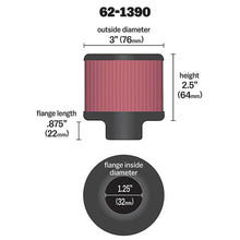 Load image into Gallery viewer, K&amp;N 1.25in Flange ID x 3in OD x 2.5in H Rubber Base Crankcase Vent Filter - K&amp;N Engineering KNN62-1390