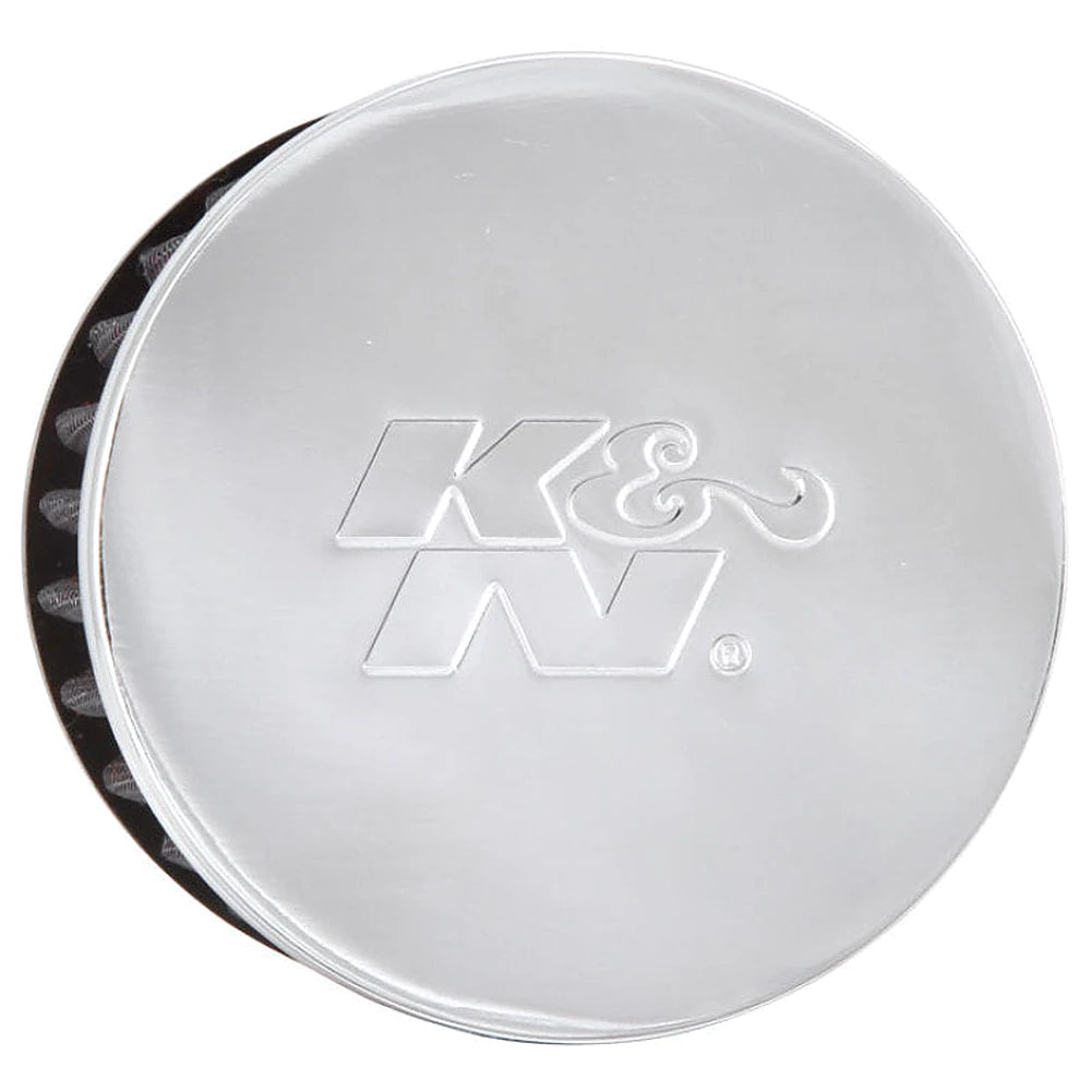 K&N 1.5in Flange ID x 3in OD x 2.5in H Chrome Finish Rubber Base Crankcase Vent Filter - K&N Engineering KNN62-1460