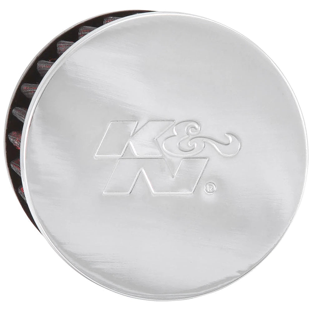 K&N 1.75in Flange ID x 3in OD x 2.5in H Chrome Finish Rubber Base Crankcase Vent Filter - K&N Engineering KNN62-1480