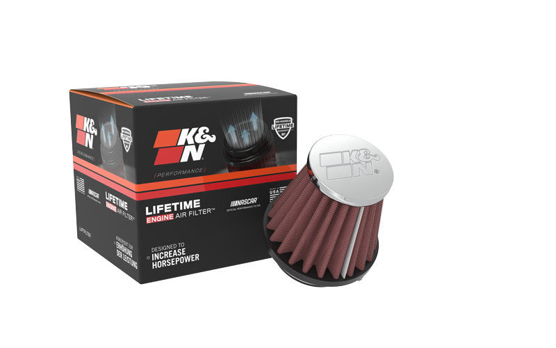 K&N Universal Chrome Filter-Round Tapered-1.688in Flange ID x 2in Top OD x 3in Base OD x 2.75in H - K&N Engineering KNNRC-107