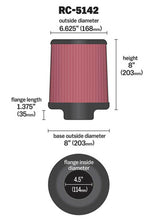 Load image into Gallery viewer, K&amp;N Universal Clamp-On Air Filter inch FLG 4.5inch Base 4 inch Top 4-1/2in FLG 8in Base - K&amp;N Engineering KNNRC-5142