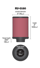Load image into Gallery viewer, K&amp;N Universal Rubber Filter 1 1/2in FLG 3in OD 4in Height - K&amp;N Engineering KNNRU-0160