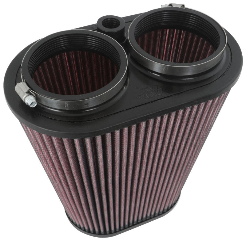 K&N Universal Clamp-On Air Filter 3-1/8in Dual FLG  8-7/8in X 5-3/16 B 6-1/4in X 4IN T, 9inH W/STUD - K&N Engineering KNNRU-1