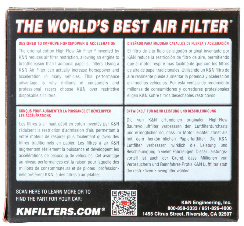K&N Univ Clamp-On Air Filter - 1-3/4in FLG O/S 4in X 3in B 3in X 2in T 2-3/4inH OVAL - K&N Engineering KNNRU-2450