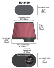 Load image into Gallery viewer, K&amp;N Univ Clamp-On Air Filter - 1-3/4in FLG O/S 4in X 3in B 3in X 2in T 2-3/4inH OVAL - K&amp;N Engineering KNNRU-2450