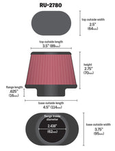 Load image into Gallery viewer, K&amp;N Filter Universal Rubber Filter 2 7/16 inch Flange 4.5x3.75 inch Base 3.5x2.5 inch Top 2.75 inch - K&amp;N Engineering KNNRU-2