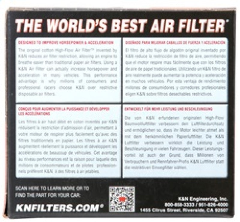 K&N Filter Universal Rubber Filter 2 7/16 inch Flange 4.5x3.75 inch Base 3.5x2.5 inch Top 2.75 inch - K&N Engineering KNNRU-2