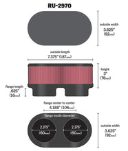 Load image into Gallery viewer, K&amp;N Filter Universal Filter 2 3/8 inch Dual Flange 107mm C-C 3 inch Height - K&amp;N Engineering KNNRU-2970