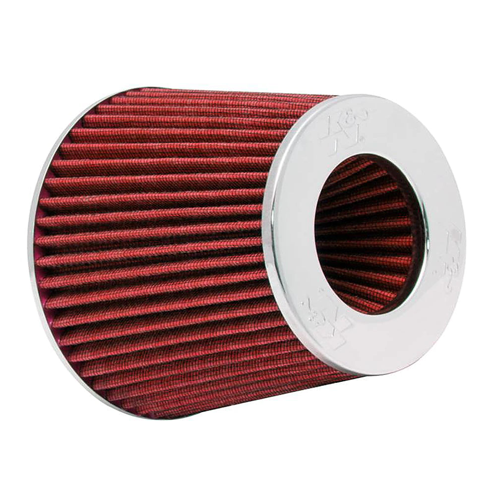 K&N Universal Air Filter Chrome Round Tapered Red - 4in ID x 1.125in L x 5.5in H - K&N Engineering KNNRG-1001RD-L