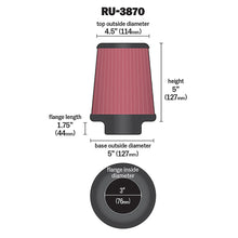 Load image into Gallery viewer, K&amp;N Universal Clamp-On Air Filter 3in FLG / 5in B / 4-1/2in T / 5in H - K&amp;N Engineering KNNRU-3870