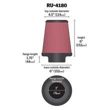 Load image into Gallery viewer, K&amp;N Universal Clamp-On Air Filter 3in FLG / 6in B / 4-1/2in T / 6in H - K&amp;N Engineering KNNRU-4180