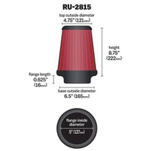 Load image into Gallery viewer, K&amp;N Universal Clamp-On Air Filter 5in FLG / 6-1/2in B / 4-3/8in T / 8-3/4in H - K&amp;N Engineering KNNRU-2815