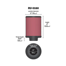 Load image into Gallery viewer, K&amp;N Universal Rubber Filter 1 1/2in FLG 3in OD 4in Height - K&amp;N Engineering KNNRU-0160