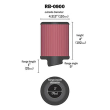 Load image into Gallery viewer, K&amp;N Universal Rubber Filter 3 inch 5 Degree FLG 4 1/2 inch OD 4 inch Height - K&amp;N Engineering KNNRB-0900