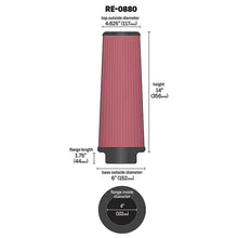 Load image into Gallery viewer, K&amp;N Universal Rubber Filter 4inch FLG / 6inch OD-B / 4-5/8inch OD-T / 14inch H - K&amp;N Engineering KNNRE-0880