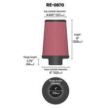 Load image into Gallery viewer, K&amp;N Universal Rubber Filter 4inch FLG / 6inch OD-B / 4-5/8inch OD-T / 9inch H - K&amp;N Engineering KNNRE-0870