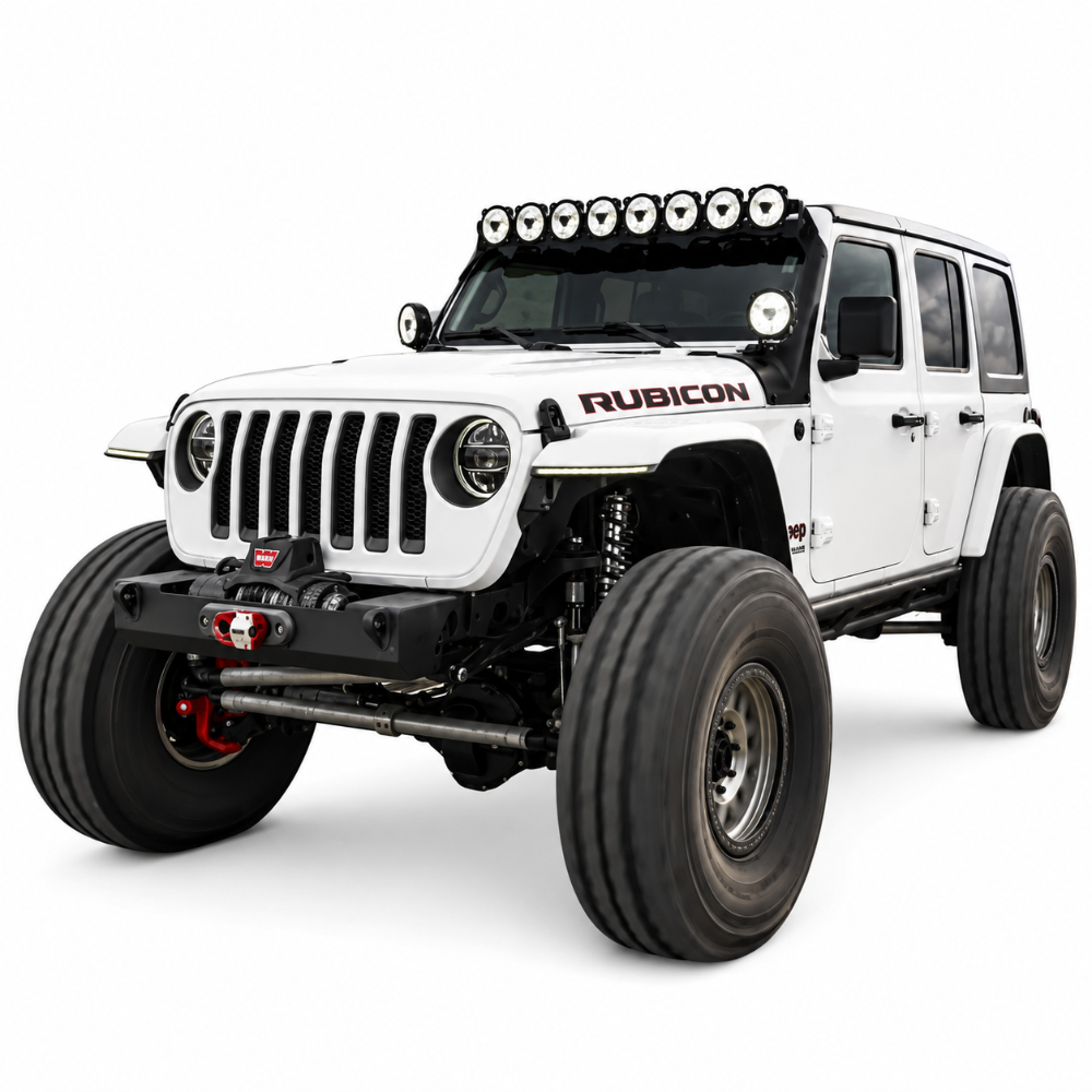 KC AK-91424 overhead LED light bar kit for 2018-2026 Jeep Wrangler JL and 2020-2026 Gladiator JT