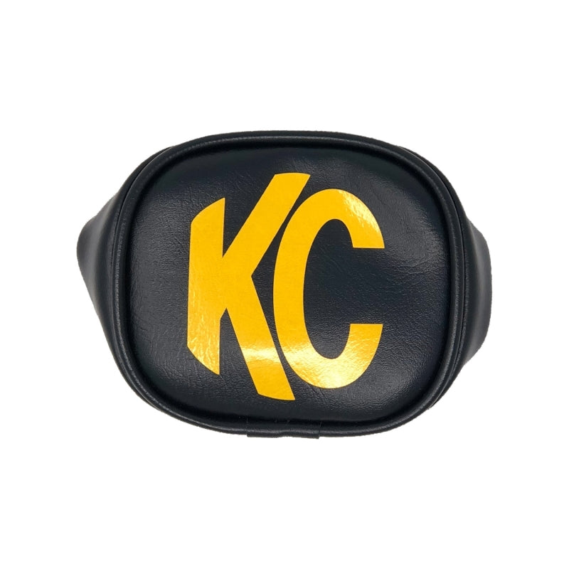 KC HiLiTES 3in. Rectangle Soft Cover (Pair) - Black w/Yellow KC Logo - Black Ops Auto Works