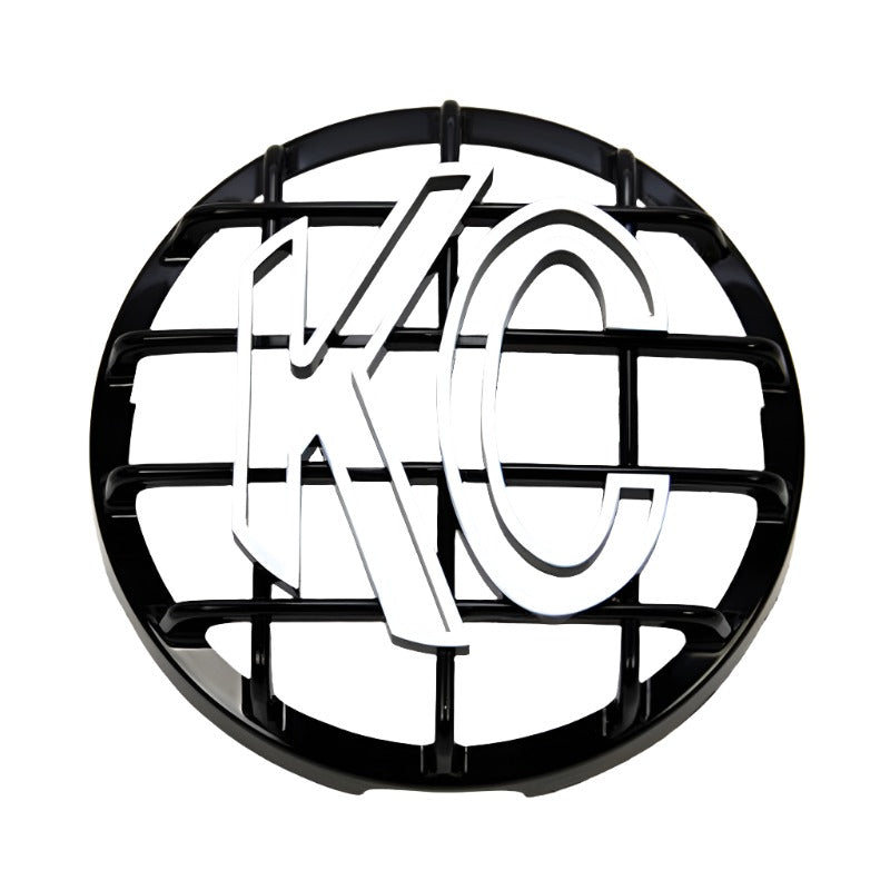 KC HiLiTES 6in. Round ABS Stone Guard for SlimLite/Daylighter Lights (Single) - Black/White KC Logo - Black Ops Auto Works