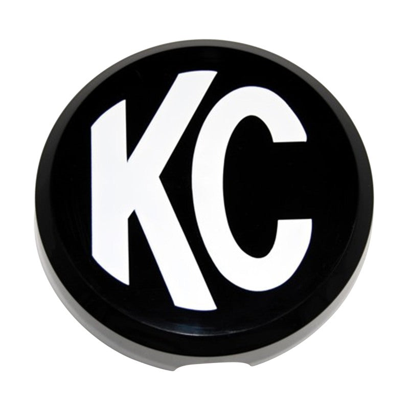 KC HiLiTES 6in. Round Hard Cover for Daylighter/SlimLite/Pro-Sport (Single) - Black w/White KC Logo - Black Ops Auto Works