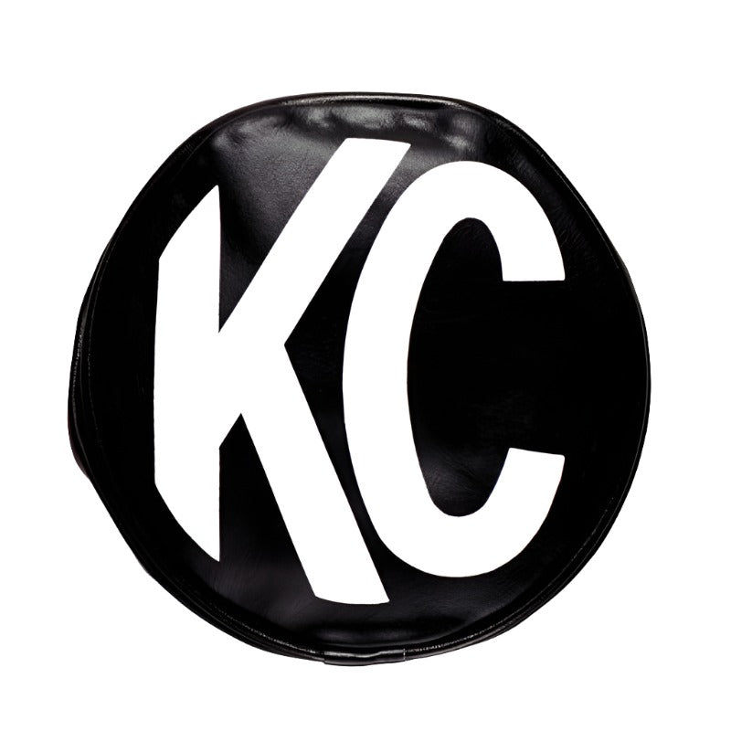 KC HiLiTES 6in. Round Soft Cover (Pair) - Black w/White KC Logo - Black Ops Auto Works