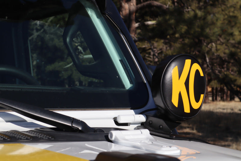 KC HiLiTES 6in. Round Soft Cover (Pair) - Black w/Yellow KC Logo - Black Ops Auto Works