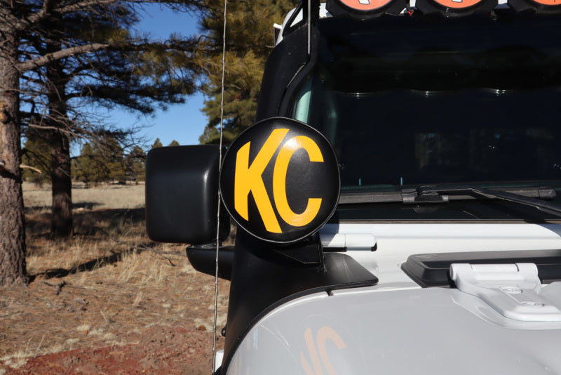 KC HiLiTES 6in. Round Soft Cover (Pair) - Black w/Yellow KC Logo - Black Ops Auto Works