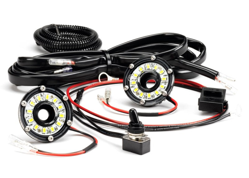 KC HiLiTES Cyclone 2in. LED Universal Under Hood Lighting Kit (Incl. 2 Cyclone Lights/Switch/Wiring) - Black Ops Auto Works