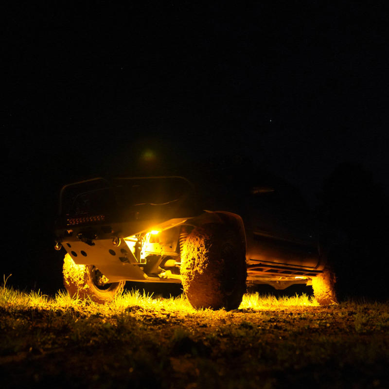 KC HiLiTES Cyclone V2 LED - Rock Light - 6-Light System - Amber - 5W Flood Beam - Black Ops Auto Works