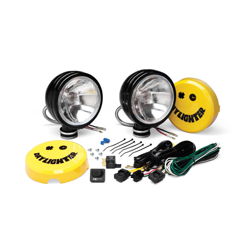 KC HiLiTES Daylighter 6in. Halogen Light 100w Spread Beam (Pair Pack System) - Black SS - Black Ops Auto Works