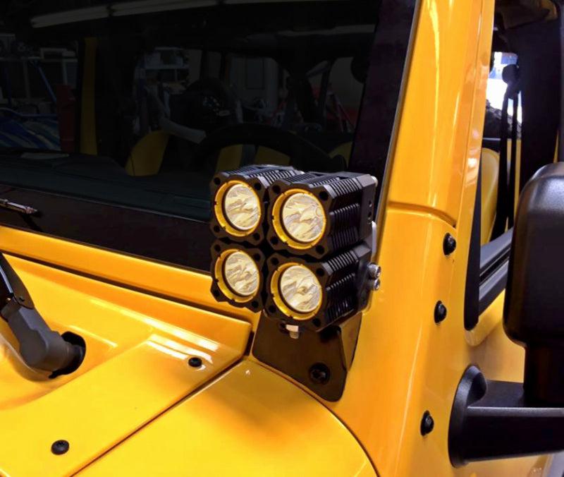 KC HiLiTES 07-18 Jeep JK A-Pillar Windshield Light Mount Bracket Set (Pair) - Black - KC HiLiTES KCL7316