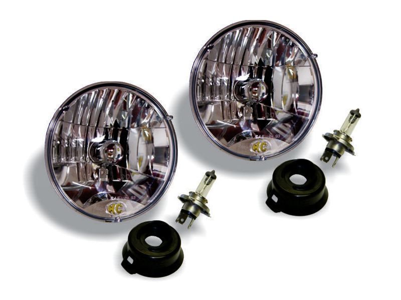 KC HiLiTES Universal/97-06 Jeep TJ 7in. Halogen H4 DOT Headlight 55/60w Lexan (Pair Pack System) - Black Ops Auto Works
