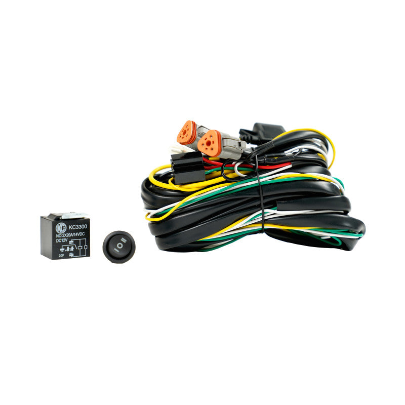 KC HiLiTES Wiring Harness FLEX ERA w/40 AMP Relay & 3 Position LED Rocker Switch (3-Pin Deutsch Con) - Black Ops Auto Works