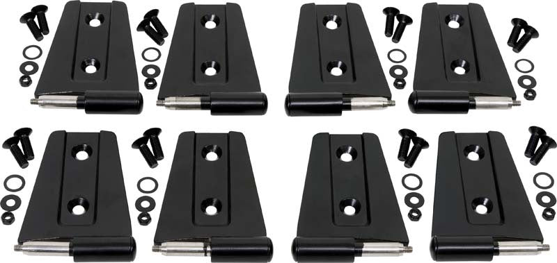 Kentrol 07-18 Jeep Wrangler JK Door Hinge Set 8 Pieces 4 Door - Powdercoat Black - Black Ops Auto Works