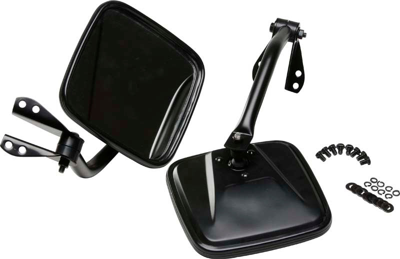 Kentrol 55-86 Jeep CJ Mirror Kit Pair- Powdercoat Black - Black Ops Auto Works