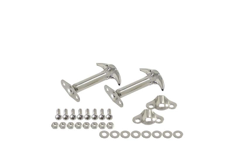 Kentrol 55-95 Jeep CJ/Wrangler YJ Hood Catch Pair - Polished Silver - Black Ops Auto Works
