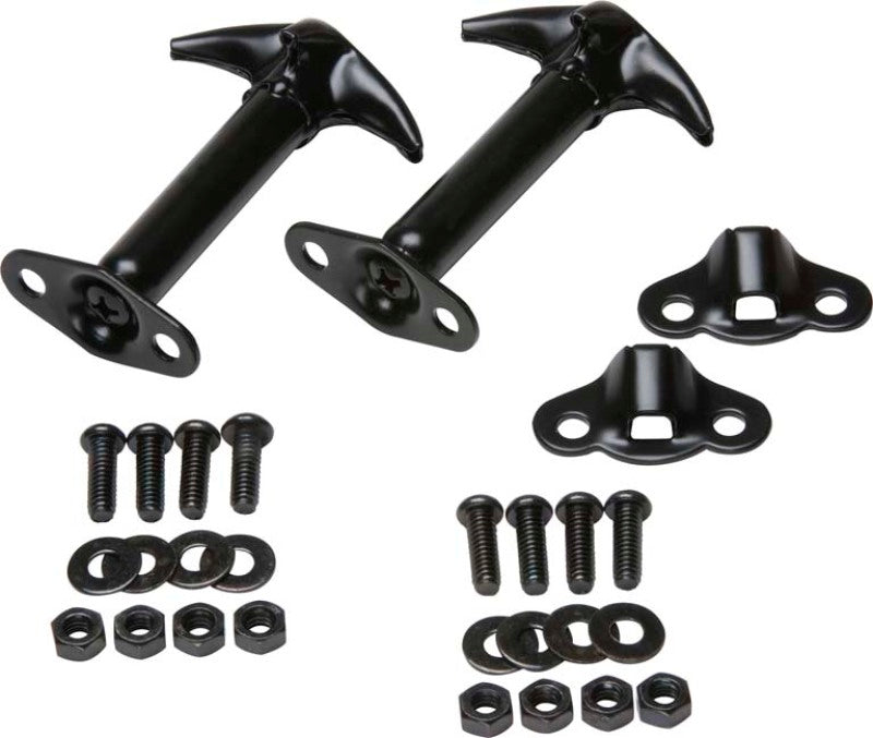 Kentrol 55-95 Jeep CJ/Wrangler YJ Hood Catch Pair - Powdercoat Black - Black Ops Auto Works